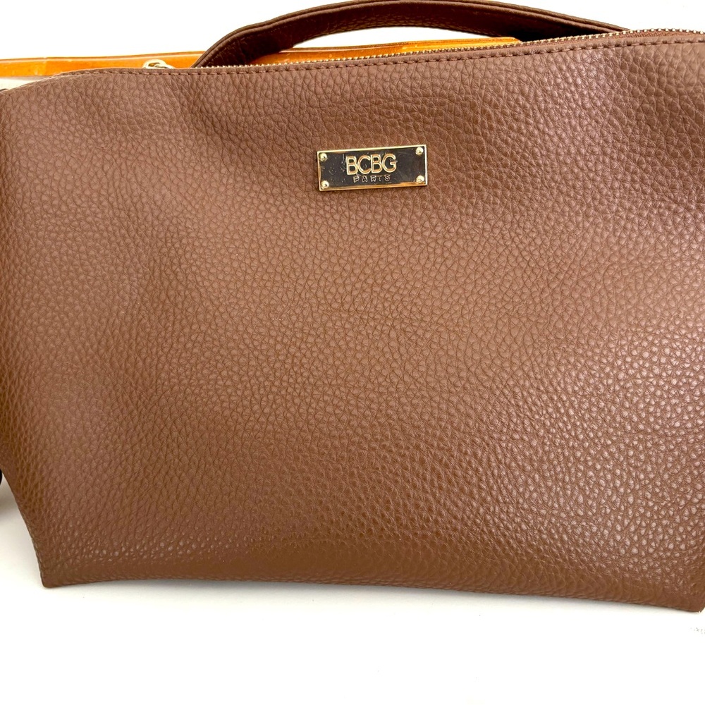 BCBG Paris Brown Vegan Leather Shoulder Bag Crossbody Handbag